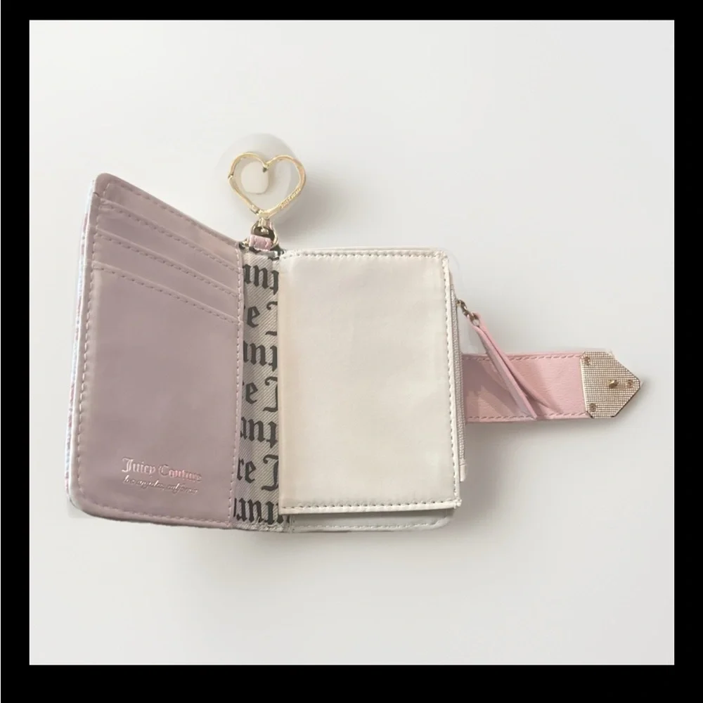 Juicy Couture blush pink Patterned Heart Accent Wallet Keyholder